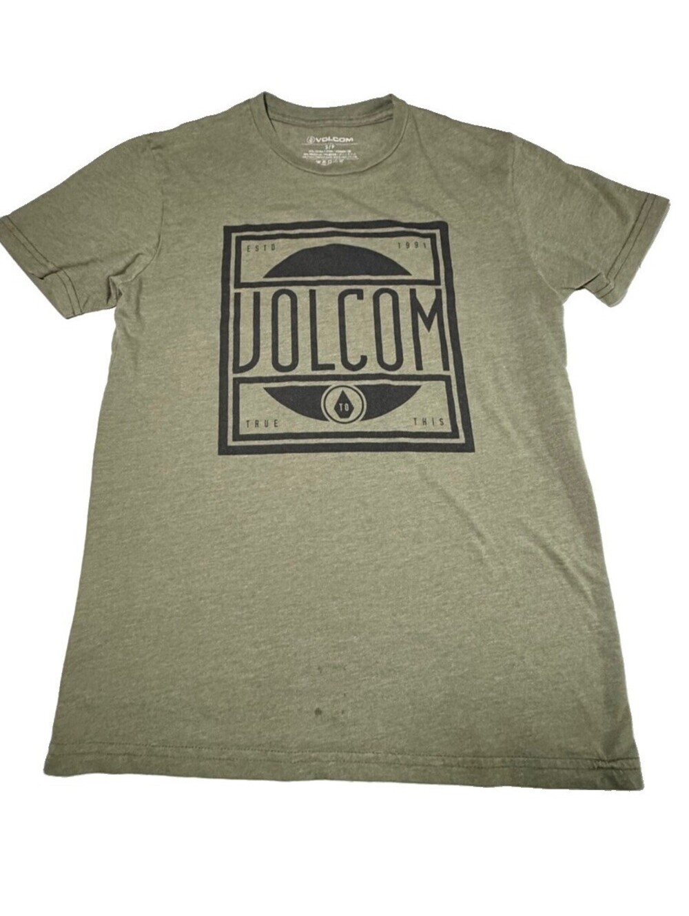 Volcom Men’s T-Shirt Green Graphic Logo Tee Size Small Casual Skate